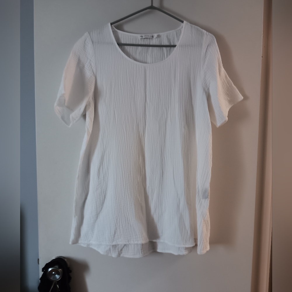 MES SOEURS ET MOI White Cotton Gauze  Pullover Top L